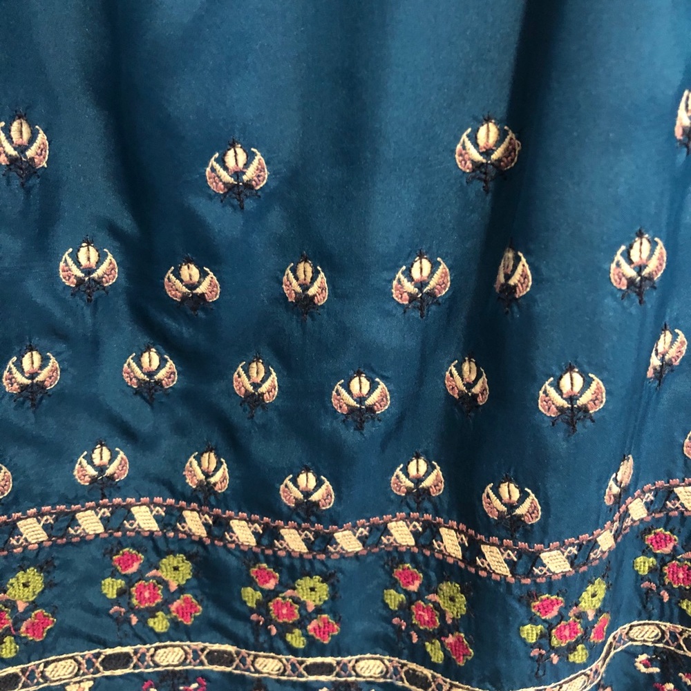 Anthropologie Floreat Teal Silk Top Size 8 EUC - Picture 3 of 3